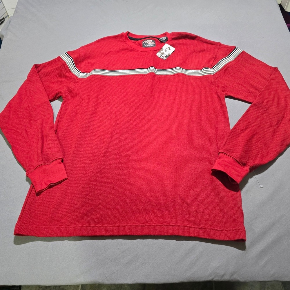 new Point Zero VTG Thermal Shirt Men XXL Red Waffle Striped Long Sleeve y2k 90's